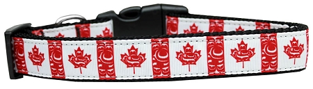 Canadian Flag in Swirls Nylon Dog Collar XL